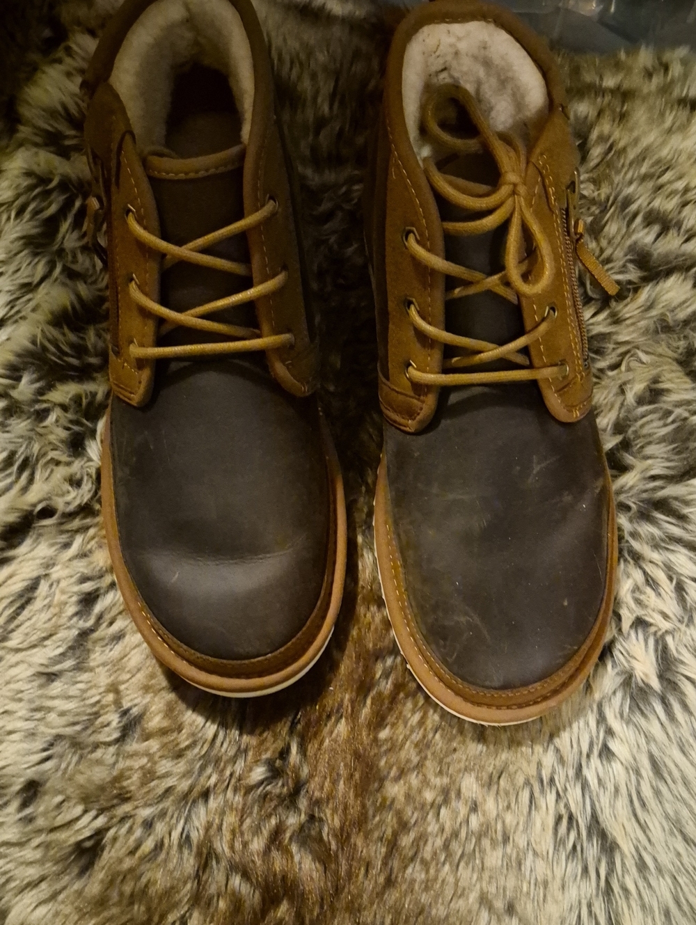 Men's Brown/Tan Leather Lace-Up Casual Boots